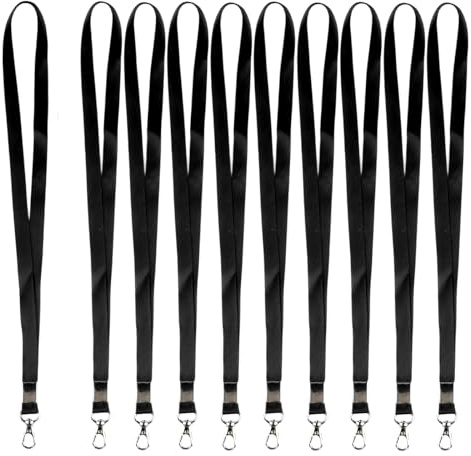 SenaiMy 40cm Schlüsselband, 50 Stück Schwarz Lanyard Swivel Schließe Schlüsselband zum Umhängen, Lanyard Nackenband mit Karabinerhaken für Büro Abzeichen, ID-Karten Ausweise Schlüssel, ID-Karten