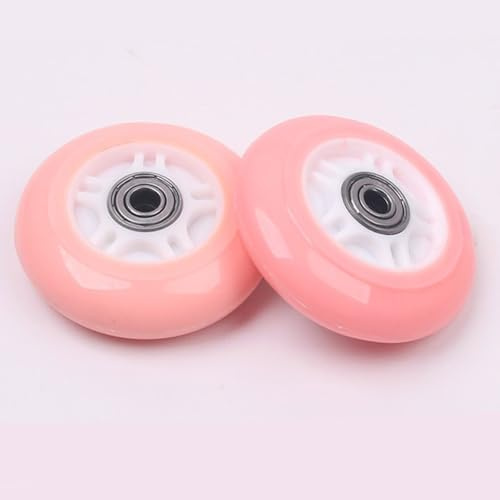 TRAFPORT 2-Pack 80 * 24mm PU Wheels Replacement for Waveboard, Snakeboard, Rocketboard, Batboard Durable Wheels for 2-Wheel Skate Scooters (Pink)