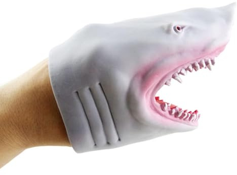 Marionetta a mano con squalo - Narratore realistico di vita marina, totem da con apertura di 8 cm di diametro, oggetto narrativo creatura oceanica, giocattolo sensoriale tattile in polimero elast