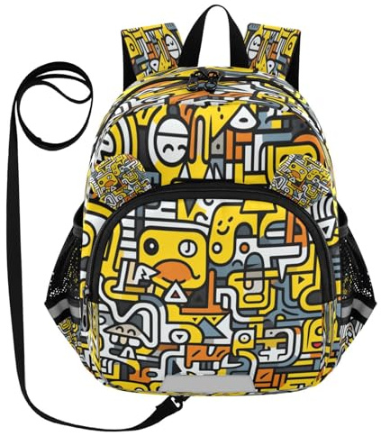 DDDIYEU Art De La Ligne Doodle Art Mignon Sac à Dos Bébé Rigolo avec Oreilles,Mini Sac à Épaule Adorable,Sac à Dos pour Enfants