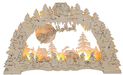 LED-Fensterleuchter Deutsche Weihnacht, 10 warm white LED, Material: Holz, Farbe: natur, Trafo ca. 26 cm x 46 cm