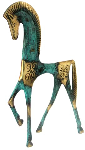 IconsGr Statue de musée en bronze grec antique réplique du cheval de l'époque géométrique (121)
