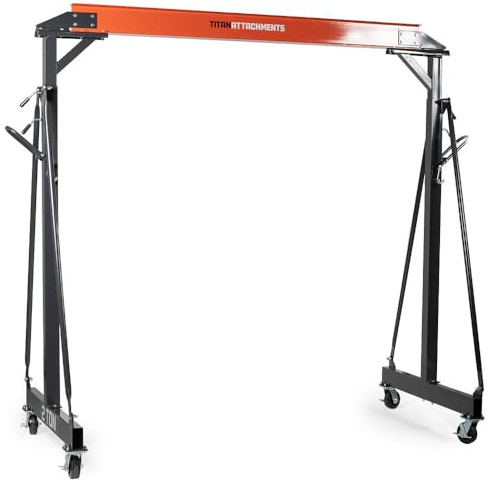 Titan Attachments Adjustable Gantry Crane, 2 Ton Capacity, Shop Lift Hoist Rated 4,000 LB, Portable Design with Locking Wheels, Adjustable Height up to 12 FT, Durable Steel Construction, Frame Only