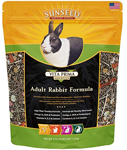 Sunseed 49080 Vita Prima Sunscription Adult Rabbit Food - High Fiber Timothy Formula, 4 LBS