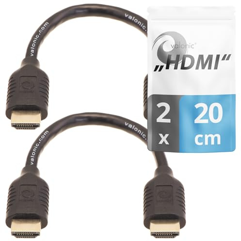 valonic kort HDMI-kabel - 2 st, 20 cm - 4k, ARC, UHD, Full HD, Ethernet, svart, TV-kabel, monitorkabel - hdmi kabel för PC eller Switch