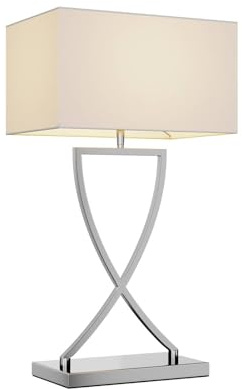 Lucande Tischlampe, Tischleuchte Stoffschirm weiß Nachttischlampe Stoffschirmlampe 1x E27 max. 60W ohne Leuchtmittel Schlafzimmerlampe