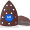Haerd Group 60 Stück/Prio-Schleifdreiecke / 11-Loch / 105 x 152 mm/je 10x Korn 40-60 - 80-120 - 180-240 / für Multischleifer/Schleifblätter/dreieckige Schleifpads/Schleifpapier