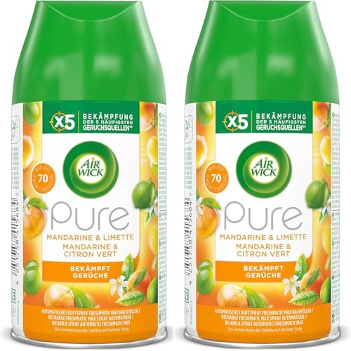 Air Wick Freshmatic Max Raumspray DUO – Nachfüller für den Air Wick Freshmatic Max – Duft: Pure Mandarine und Limette – 2 x 250 ml Nachfüller Raumduft und Lufterfrischer
