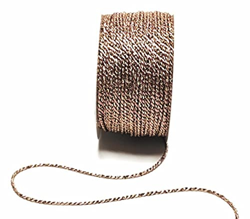 s.dekoda Kordel 50m x 2mm zweifarbig Altrosa - Gold Drehkordel Dekoband Kordelband Kordelschnur