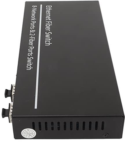 Hosie Switch Ethernet in Fibra Ottica, 8 Porte Elettriche, Switch Multimediale in Fibra Ottica, 2 Porte Ottiche, Connettore RJ45, 100-240 V per Rete (Spina UE)