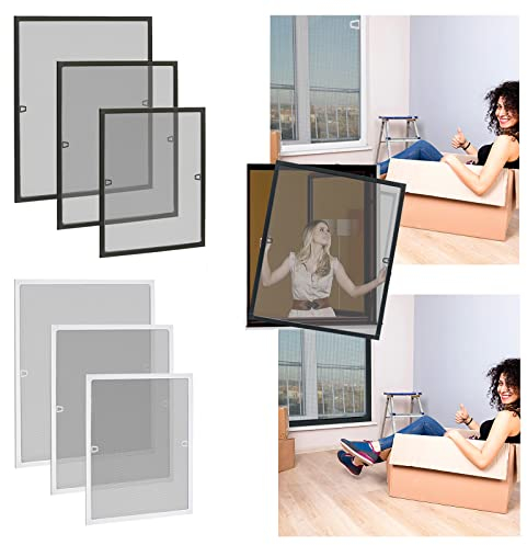 YRHome Moustiquaire pour fenêtre - Cadre sans perçage - Cadre en aluminium - Moustiquaire - 80 x 100 cm - Blanc