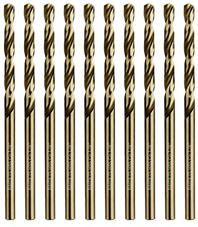 1/8 Cobalt Drill Bits 10Pcs - BAIDETS M35 1/8 Inch HSS Metal Twist Drill Bits Set for Hard Metal, Stainless Steel, Cast Iron and Other Hard Materials