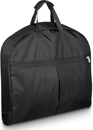 43-Inch Heavy Duty Garment Bags for Travel Waterproof Suit Carrier Bag for Men & Women with Handle and Large Pocket Carry On Luggage in Business Trip Flight, Black