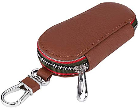 Funda para Llave de Coche, Carcasa Protectora para Llave de Coche Funda Universal para Llave de Coche con Cremallera de Cuero PU Accesorios Automotrices para Almacenamiento Llaves de Coche(Marrón)