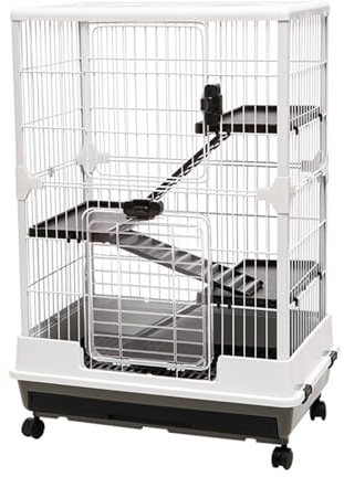 Kleintierkäfig Xxl mit Rollen, Kaninchenstall mit 4 Räder, PH+PS-Kunststoffmaterial, mit Panorama-Sonnendach, Bequem mit Haustieren zu Interagieren, Einfach zu Säubern ( Color : Black , Size : 68*45*9