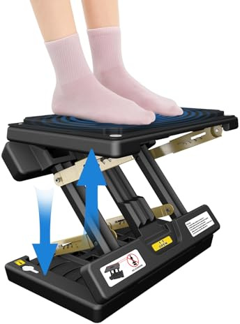 Faltbare Fußstütze, Computer-Fußstütze unter dem Schreibtisch, 12-fach verstellbar, ergonomisch für das Büro, Tragkraft 80 Pfund, abnehmbares EVA-Kissen, schwarz