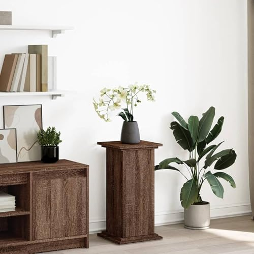 Homgoday Postament med förvaringsutrymme dekorativt stativ blomställ blompelare trädgårdspelare växtstativ ekutseende 31 x 30 x 60 cm träbaserade material