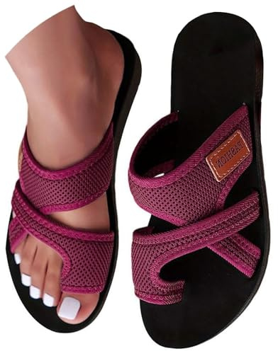 Gyaimxfu Sandalias Ortopedicas Mujer Verano Cómodos Fascitis Plantar Moda Soport Plantar Slides Mujer Chanclas Ortopedicas Mesh Playa Piscina Flip Flop Ligera Abierta Zapatos de Playa