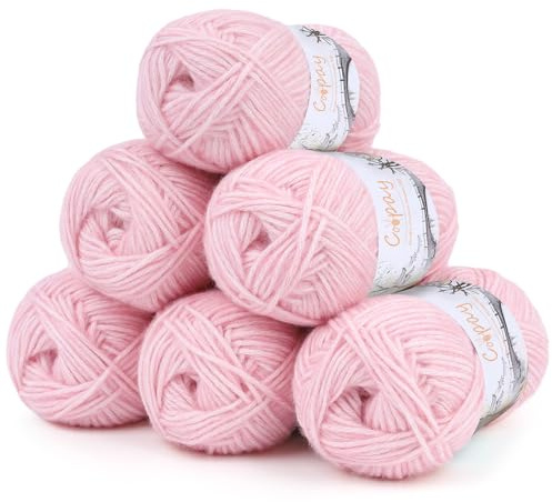Coopay, filato per uncinetto, 6 x 50g, filato morbido per lavorare a maglia, set di filato di cotone soffice, lana calda per neonati in 78% cotone 22% acrilico, filato premium per uncinetto per