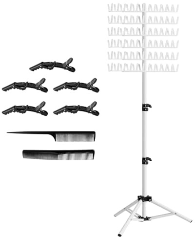 Support pour extensions de cheveux avec 144 pinces à linge pour tresser et séparer les cheveux