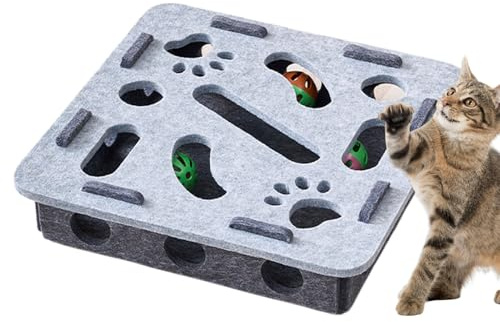 Manolyee Caja para Gatos | Juguete Interactivo de Enriquecimiento - Juego Mental con Caja Pista Bolas Actividad Sensorial Entretenimiento Interior Ejercicio Estimulación Cognitiva