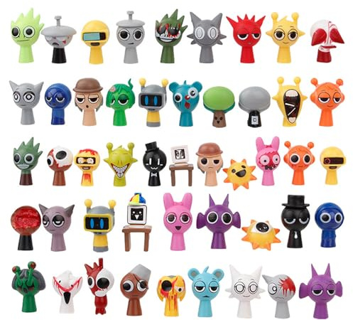 Sprunki Ensemble de 48 figurines d'action, figurines colorées Sprunki, figurines amusantes de dessin animé et d'anime S-Prunki pour les enfants, les adultes et les fans de jeux