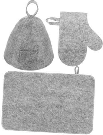 DECORNIJIA Felt Sauna Accessories Set for Men and Women Soft Sauna Cap Mitten Pad Skin-friendly Glove Set for Bath and Steam Use