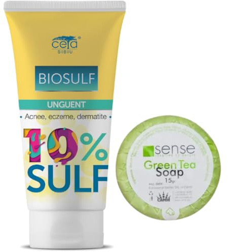 CETA Crema Zolfo 10% 50ml - Unguento Anti - Imperfezioni, Anti Brufoli, Punti Neri, Pelle Grassa, con Tendenza Acneica, Acne, Dermatite Seborroica, Prurito, Rossore, Irritazioni. Purifica la Pelle
