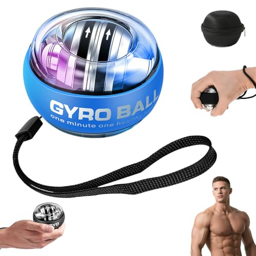 Wrist Ball Exerciser Gyro Ball Hand Gyroscopic Wrist Strengthener & Forearm Trainer with Zinc Rotor Grip Strength Training,Hand Strengthening Devices, with LED Lights(Blue)