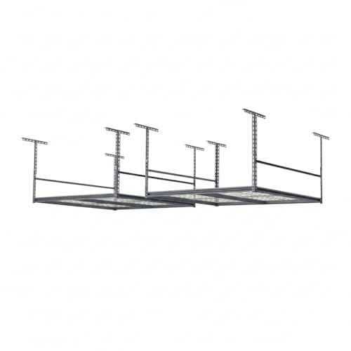 Edsal MuscleRack Ceiling Storage Rack Pack of 2 | 120x120 cm | Height Adjustable Overhead Garage Storage | Heavy Duty 135kg Load Capacity | Steel Mesh Base