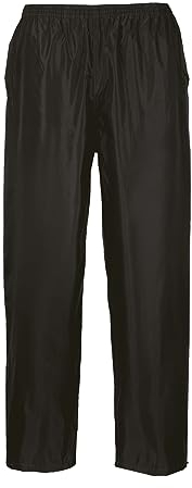 Portwest Pantalon de Pluie Unisex Classic, Couleur: Noir, Taille: M, S441BKRM