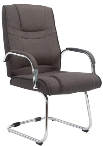 CLP Silla Cantiléver Attila Tapizada En Tela & con Base De Metal I Silla De Conferencia con Reposabrazos, Color:Gris Oscuro