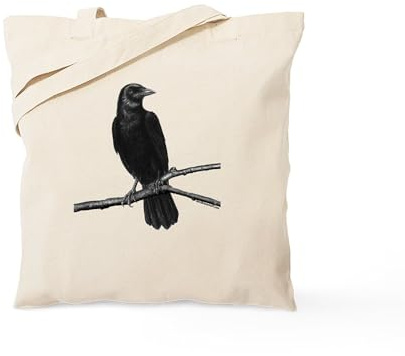 CafePress Black Crow Tote Bag Natural Canvas Tote Bag, Reusable Shopping Bag