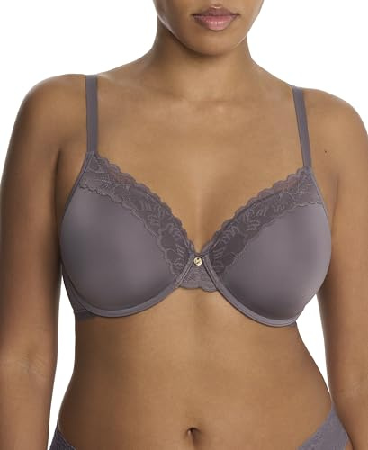 Natori Women's Refined Contour Underwire Bra with Lace and Cool-Touch 7313219, Gunmetal, 36C