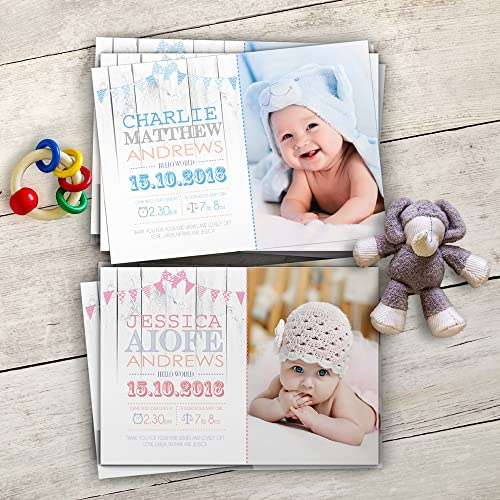Baby Thank You Cards, Personalised, Birth Announcement, Girl or Boy Thank You Cards (Design 27)