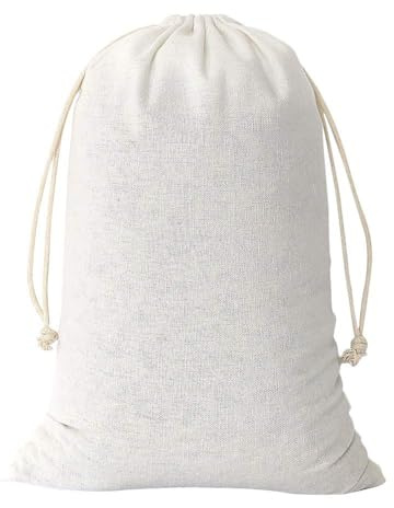 SumDirect 20Pcs Cotton Muslin Bags,White Large lightweight Gift Bags Breathable Pouches with Drawstring Reusable Packing Storage Bags for Wedding, Party, Birthday (20x30cm)