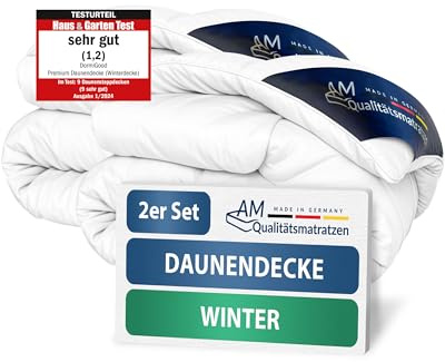 DormiGood – Bettdecken Set – 2X Extra warme Winterdaunendecke 155x220 cm - Winterdecke 155 x 220 - Daunendecke 155x220-100% Franz. Landdaune - Inlay aus Baumwolle