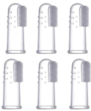 Brosse à Dents Doigt Pour Bébé - 4/6 PCS Silicone Soins Dentaires Enfants - Brossage Massage Oral Avec Rangement (6)