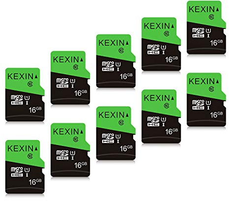 KEXIN SD Karten 16GB Micro SD Karte 10er Pack Speicherkarte Micro SDHC Memory Card TF Karte mit 2 Adapter