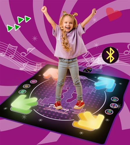 Kinderleuchtendes Tanzmatte, Kleinkind Tanzmatte, Musikspielmatte für 3-12 Jahre alte Kinder, frühkindliches Lernspielzeug, Sport-Fitnessmatte. Weihnachts-Geburtstagsgeschenk für Jungen und Mädchen