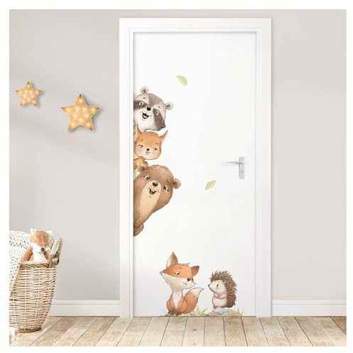 DEKO KINDERZIMMER Türaufkleber Waldtiere personalisiert Wandtattoo mit Name Babyzimmer Wandsticker Kinderzimmer Schlafzimmer Wandaufkleber Wanddeko DK1149-01