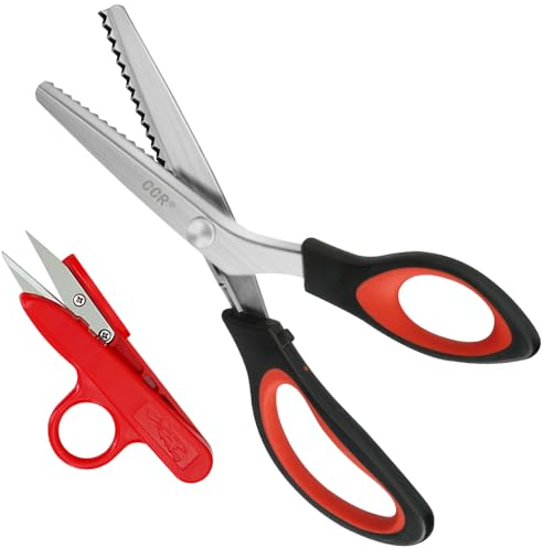 CCR Zickzackschere,Komfortabler Griffigkeit Zackenschere Stoff,Zickzackschere Set Inkl FadenschneiderFür Schneiden Von Stoff Kleidung Nähen Papier Basteln,23cm