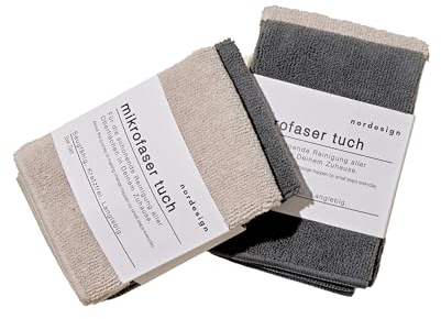 nordesign 10er-Set Mikrofasertücher: Vielseitig für Küche, Bad & mehr. Waschbar, langlebig, fusselfrei. Grau & Beige, 30x30cm.