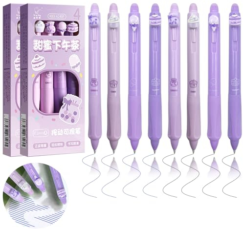 YeahBoom 8 Stück Radierbarer Kugelschreiber,Tintenroller Radierbar,Radierbare Stifte mit Tierkopf,0.5mm Erasable Pen Set,Radierstift,Radierbarer Tintenroller für Studenten Geschenk, Schul Bürobedarf