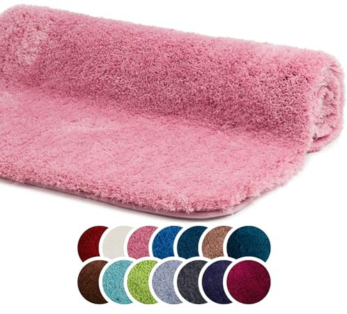 liebling Superior Badteppich mit Anti-Rutsch-Beschichtung, 100% Polyester (Mikrofaser), 70 x 120 cm, 30 Grad waschbar, Fußbodenheizung geeignet, Farbe: Altrosa