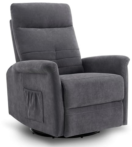 M MCombo Relaxsessel Fernsehsessel mit Liegefunktion Manuell, TV Sessel mit Wippfunktion & Drehfunktion, 360° Drehbar, Wohnzimmer, Schlafzimmer, 7011 (Grau)