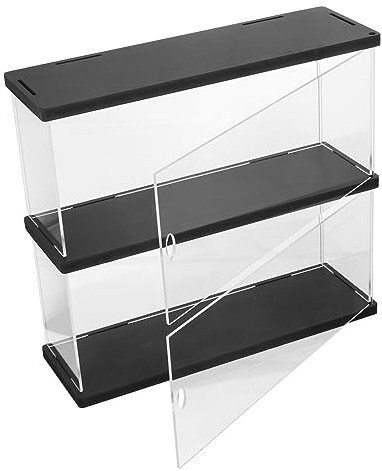 ANDRESLAD Caja De Acrílico para Exhibición De Figuras De Acción Transparente Doble Capa Tamaño Grande Base Negra, Protección contra Polvo para Coleccionistas y Almacenamiento De Juguetes
