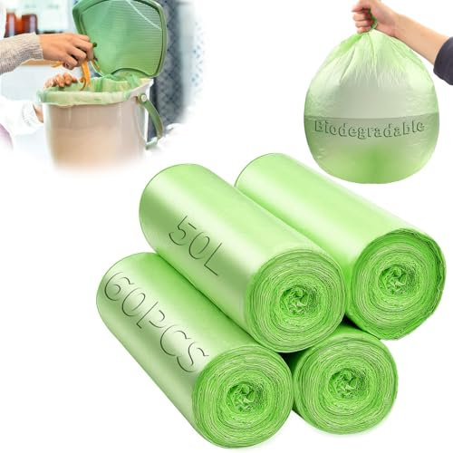 TXXATX Sacchetti Organico Umido 60x80 cm Sacchi Umido 50 Litri Sacchetti Biodegradabili per Umido 60 Pezzi Sacchetti Umido Piccoli Sacchetti 50L per Umido Biodegradabili per Bagno Cucina Giardino