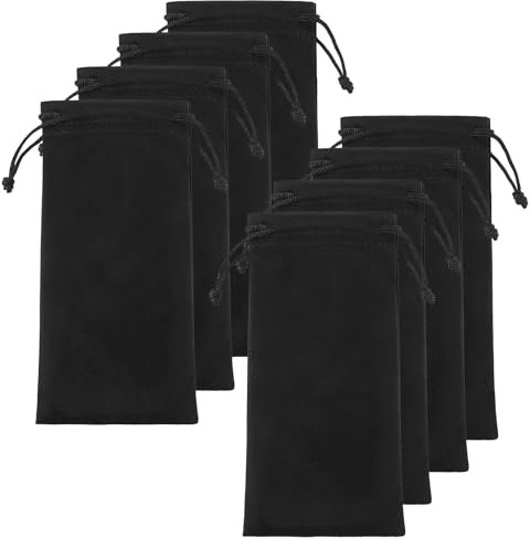 8 Stück Brillenetui Stoff Brillenbeutel Weich Brillentasche Mikrofaser Stoffbeutel Brillenhülle Schwarz Sonnenbrille Tasche Brillenetui Sonnenbrille Flach Brillen Etui Sonnenbrillenetui (Schwarz)