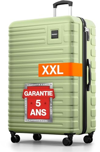 Travely Polycarbonat Koffer Groß 87cm XXL - 150L Innenvolumen, sehr robuster Hartschalenkoffer mit sanften Rollen & TSA Schloss, Reisekoffer, Handgepäck Koffer, Reisekoffer mit Rollen